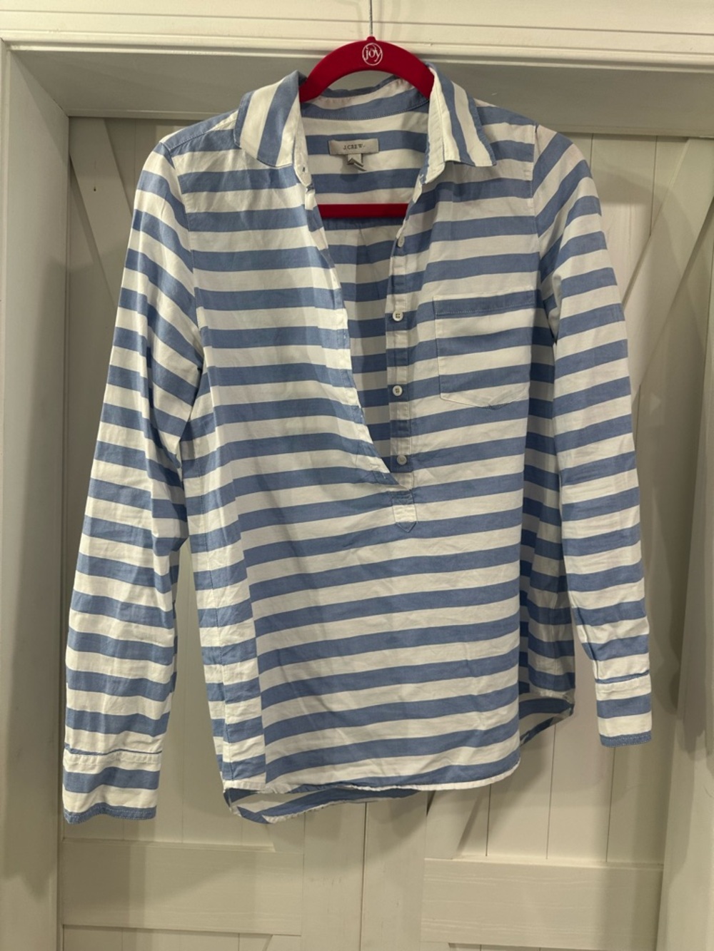 J. Crew Blue & White Striped Popover Shirt